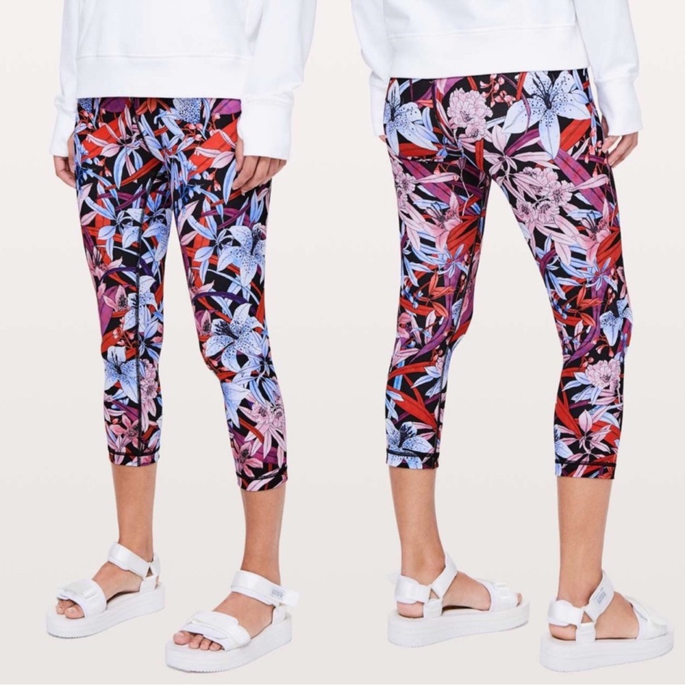 Lululemon Wunder Under Crop High Rise Lush Lillies 6